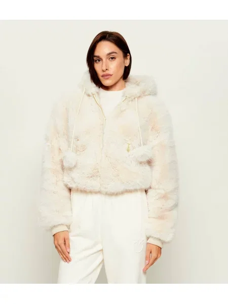 Szőrös kapucnis bunda Juicy Couture bézs