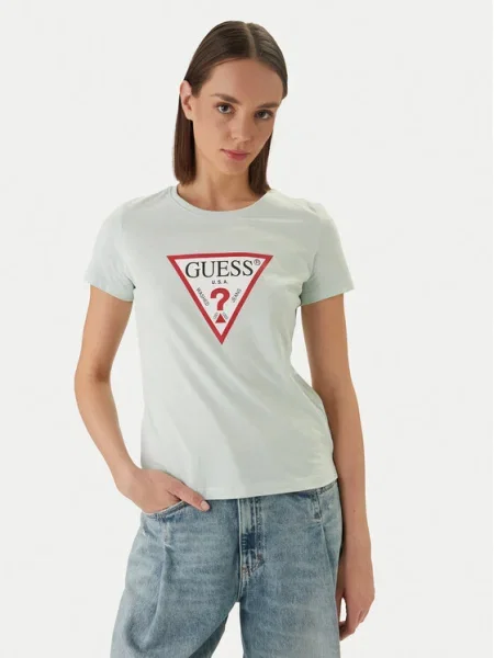 GUESS Tricou azuriu / roșu / negru verde