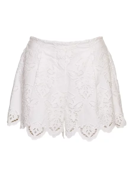 Pantaloni scurți Cara Cara cu model floral din dantelă alb