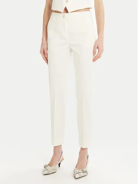 Marella spodnie DOTTO beżowy dopasowane high waist białe