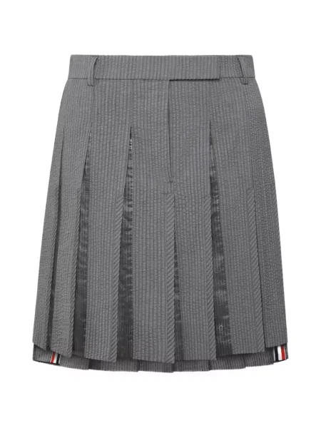 Mini fusta plisata Thom Browne plisată gri