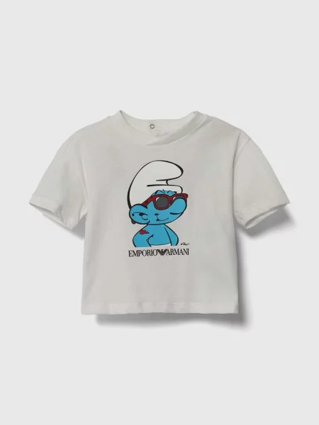 Emporio Armani tričko x The Smurfs béžové