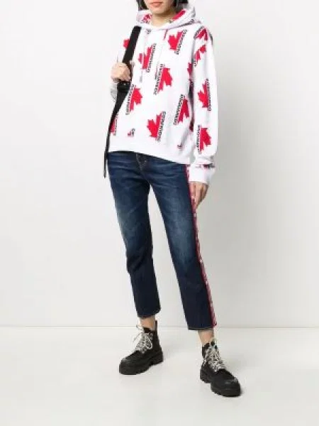 Hanorac cu glugă Dsquared2 cu imagine alb