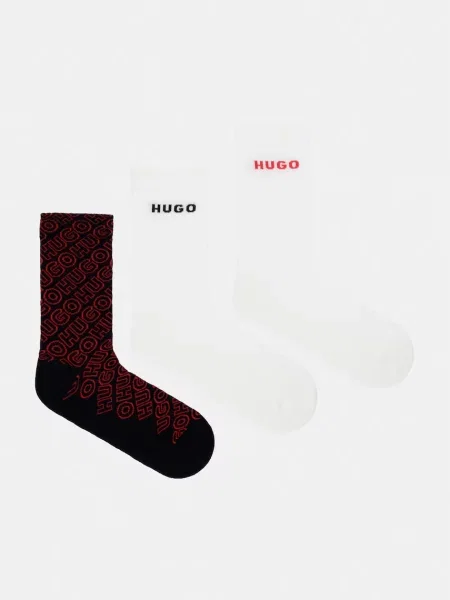 HUGO nogavice 3P QS LOGO AOP CC paket 3 kosov črna