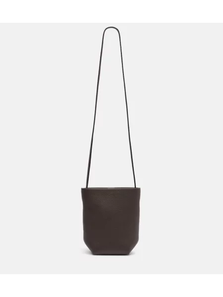 Geanta de piele The Row din piele maro