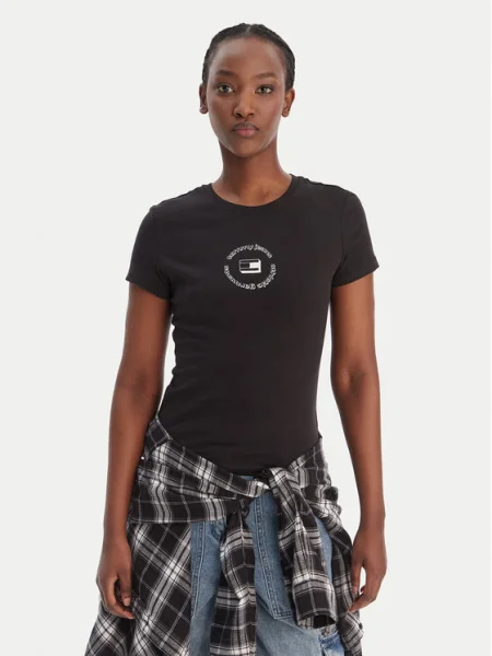 Tommy Jeans Tricou ESS / alb negru