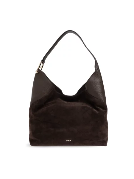 Duża shopperka Furla skórzana brązowa