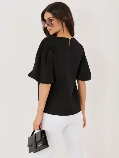 Bluză Italy Moda cu mâneci scurte negru