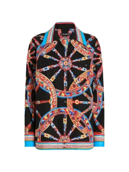 Cămașă Dolce & Gabbana cu imagine din poplin negru