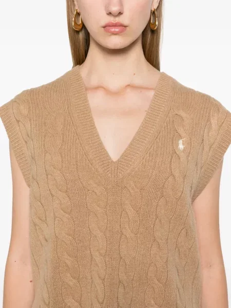 Pulover Polo Ralph Lauren cu decolteu în V roșu