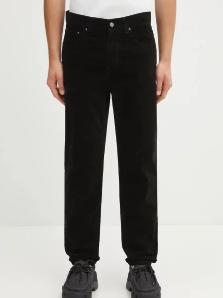 Carhartt WIP pantaloni de catifea cord Newel Pant drept negru