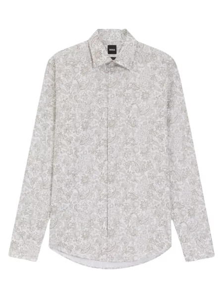 Cămașă Boss cu model floral alb