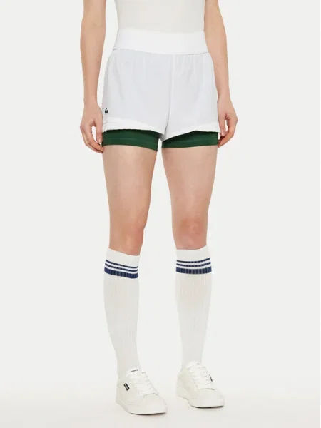 Dámske tenisové šortky Lacoste white/green biela