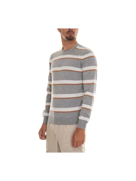 Sweter Gran Sasso w paski z paskiem szary
