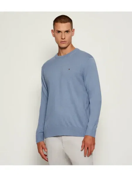 Tommy Hilfiger Kötött pulóver kasmír hozzáadásával világoskék