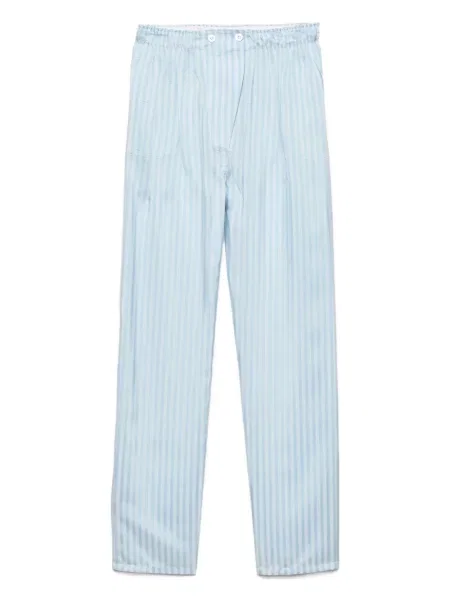 Pantaloni Prada de mătase cu dungi albastru
