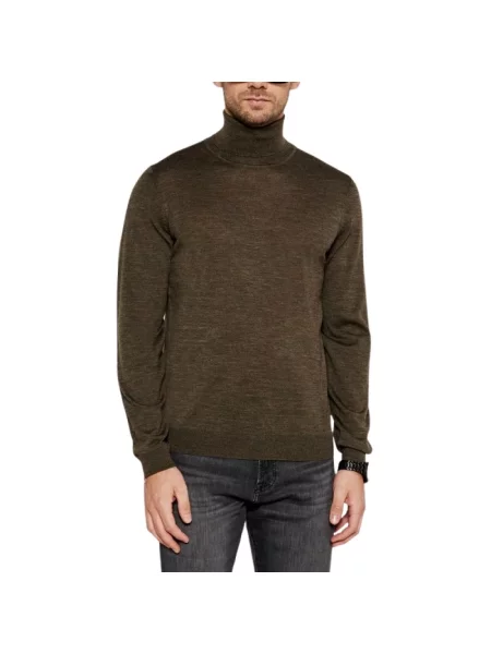 Dzianinowy sweter z golfem Boss zielony
