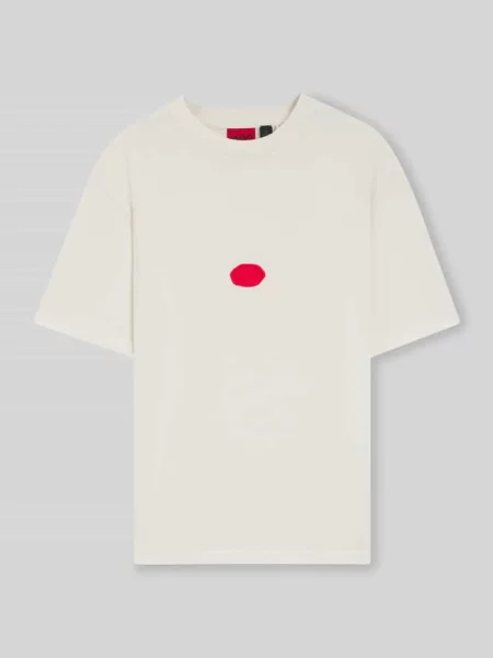 T-shirt o kroju relaxed fit z bawełnianego dżerseju model ‘DIVIS’ Hugo biała