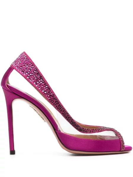 Pantofi cu toc Aquazzura de cristal roz