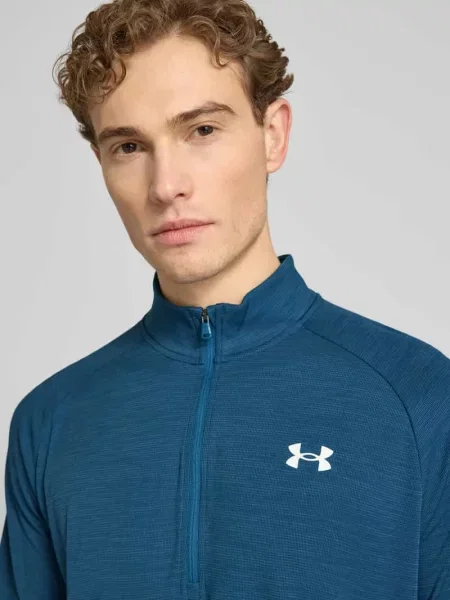 Bluza z krótkim zamkiem błyskawicznym i nadrukiem z logo Under Armour biała