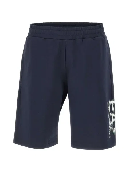 Pantaloni scurți Ea7 Emporio Armani cu autograf albastru