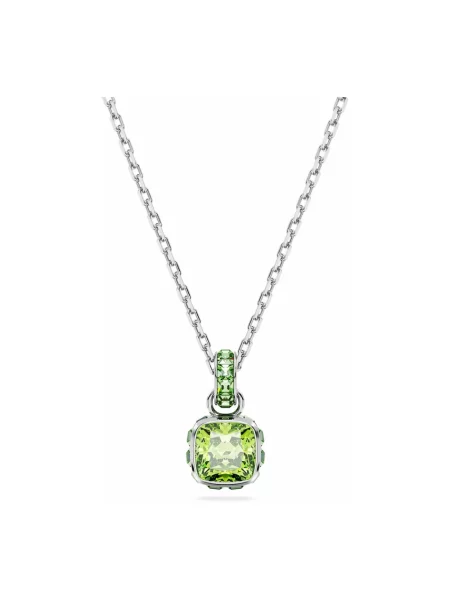 Lniany naszyjnik Swarovski z kamieniami zielony