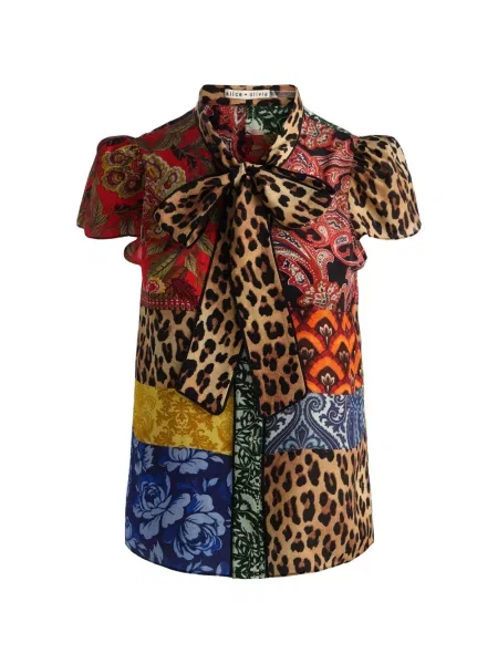 Bluză Alice + Olivia cu funde maro