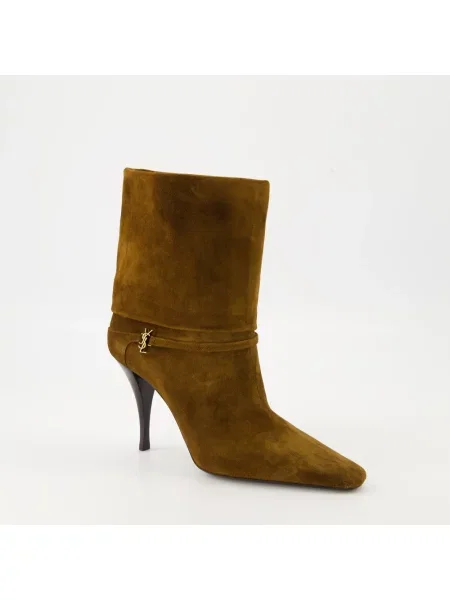 Botki Saint Laurent zamszowe brązowe