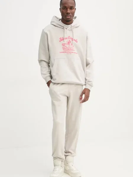 Bombažen pulover adidas Originals Wabash s kapuco bež