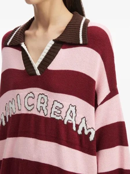 Pulover Mini Cream cu dungi roz