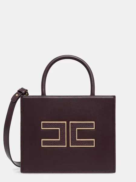 Mała torebka skórzana Elisabetta Franchi skórzana fioletowa