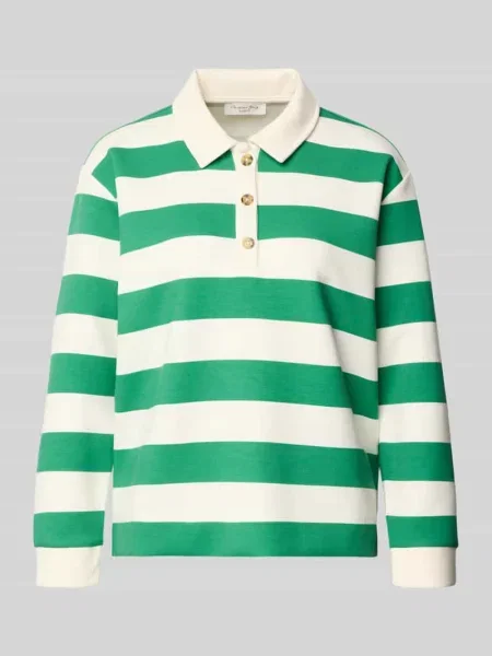 Bluza z kołnierzykiem polo i listwą guzikową Christian Berg Woman zielona