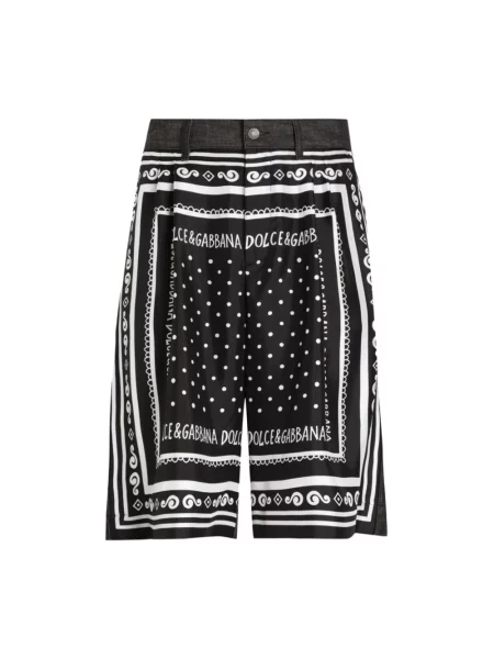 Jedwabne bermudy Dolce And Gabbana z logo czarne