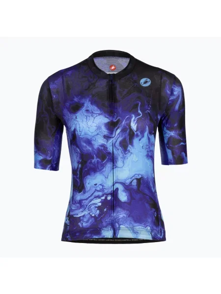 Дамска тениска за колоездене Castelli Cosmic Vortex multicolor violet blue синьо