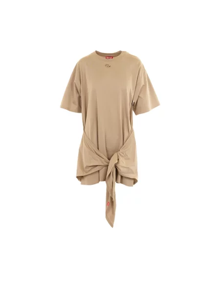 Bawełniana sukienka Diesel garniturowy beżowy