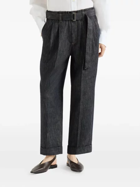 Twill nadrág Brunello Cucinelli kék