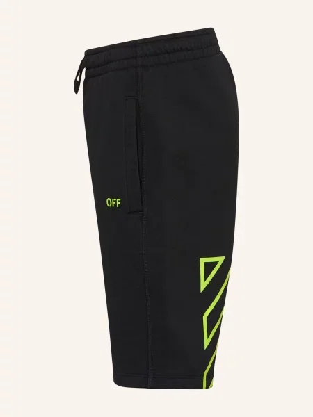 Off-White Mikrovlněné Šortky černá / neonově zelená bílé