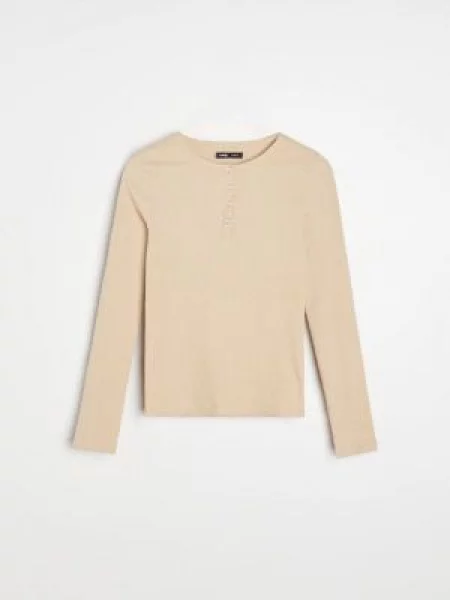 Sinsay Tričko s dlouhými rukávy krémová