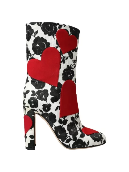 Cizme scurte Dolce & Gabbana cu model floral cu imagine alb