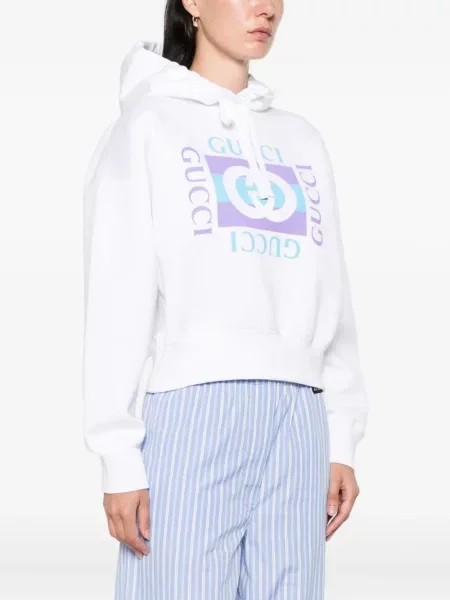 Hanorac cu glugă Gucci cu imagine alb