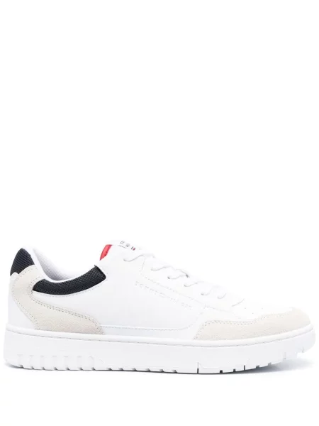 Sneakerși Tommy Hilfiger cu șireturi din dantelă alb