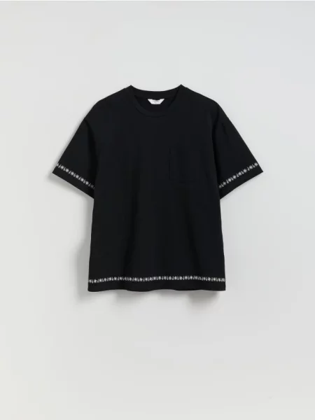 Reserved Tricou boxy cu broderie negru