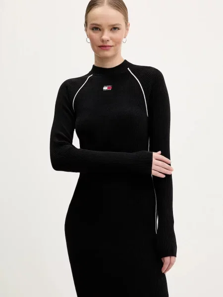Tommy Jeans Rochie tricotat bleumarin / roșu alb negru