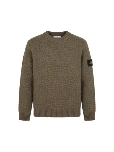 Sweter Stone Island wełniany z kamieniami zielony