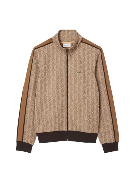 LACOSTE Tepláková bunda Paris tmavobéžová čierna hnedá