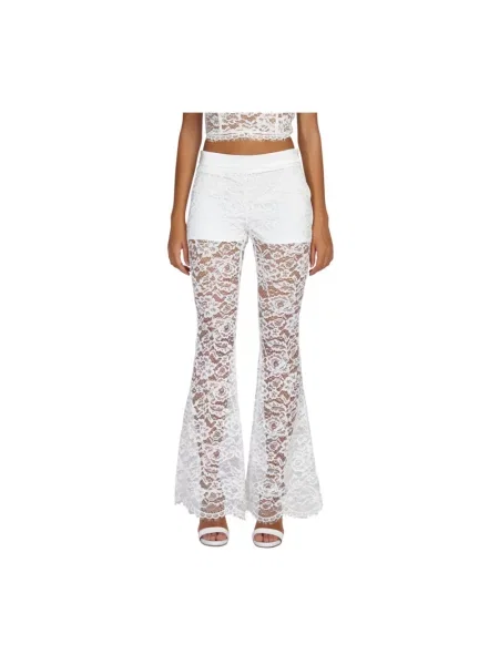 Spodnie Doris S koronkowe eleganckie białe