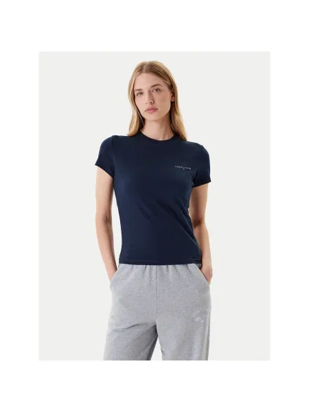 Tommy Jeans Póló Linear Slim Fit sötétkék