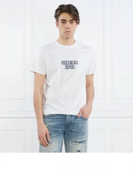 GUESS Tricou SS CN GUESS EMBRO BO alb