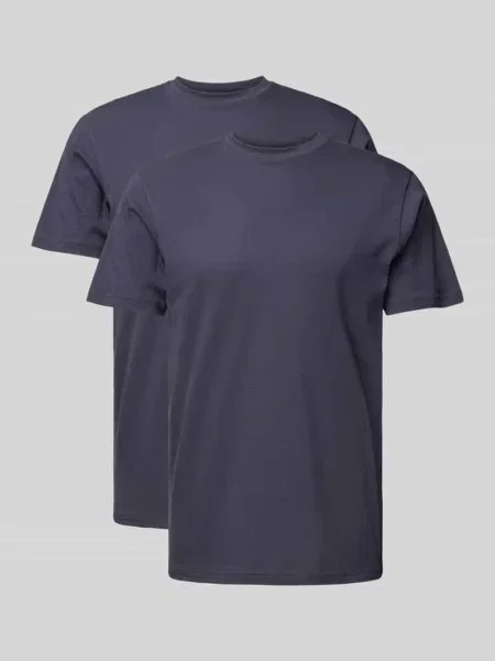 T-shirt z prążkowanym Okrągły dekolt w Zestaw 2 szt. Ragman