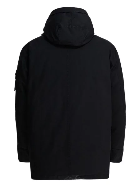 Palton Stone Island cu glugă cu strasuri negru